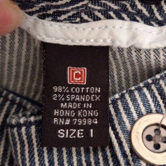 Chicos Size 1 Medium Capri Jeans Denim Blue White Striped Lightweight Stylish - Picture 12 of 14